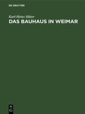 cover image of Das Bauhaus in Weimar